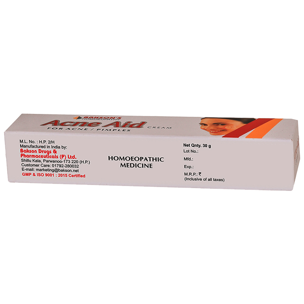 Bakson's Homeopathy Acne Aid Cream tube of 30 gm Cream Bakson's Homeopathy Acne Aid Cream tube of 30 gm Cream