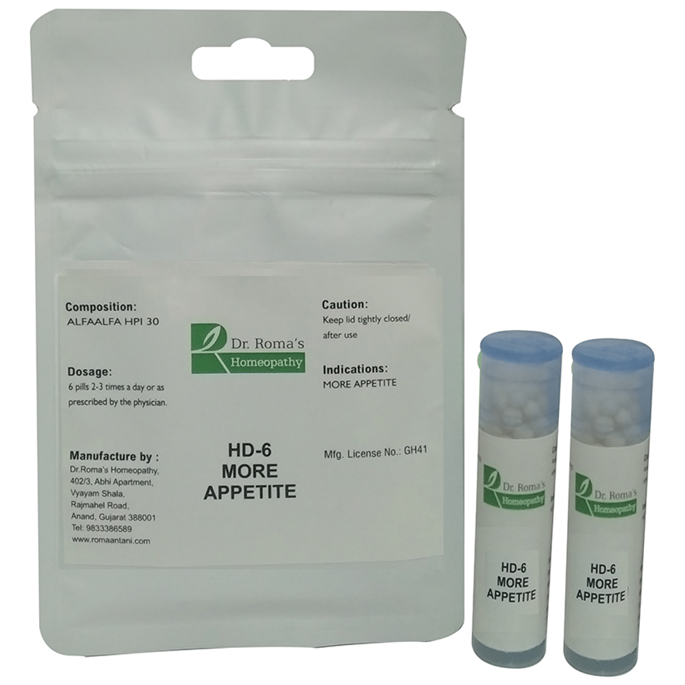 Dr. Romas Homeopathy HD-6 More Appetite, 2 Bottles of 2 Dram packet of 2 bottles