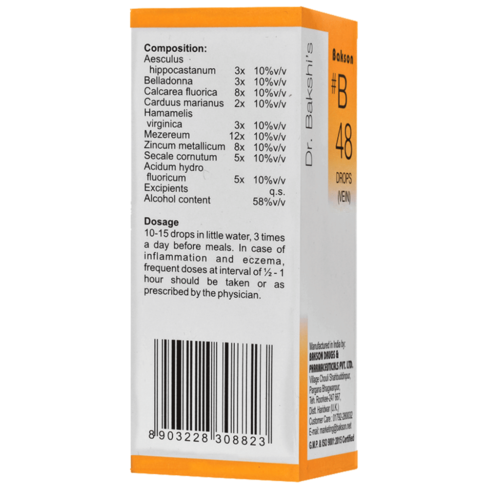 Bakson B48 Vein Drop bottle of 30 ml Drop