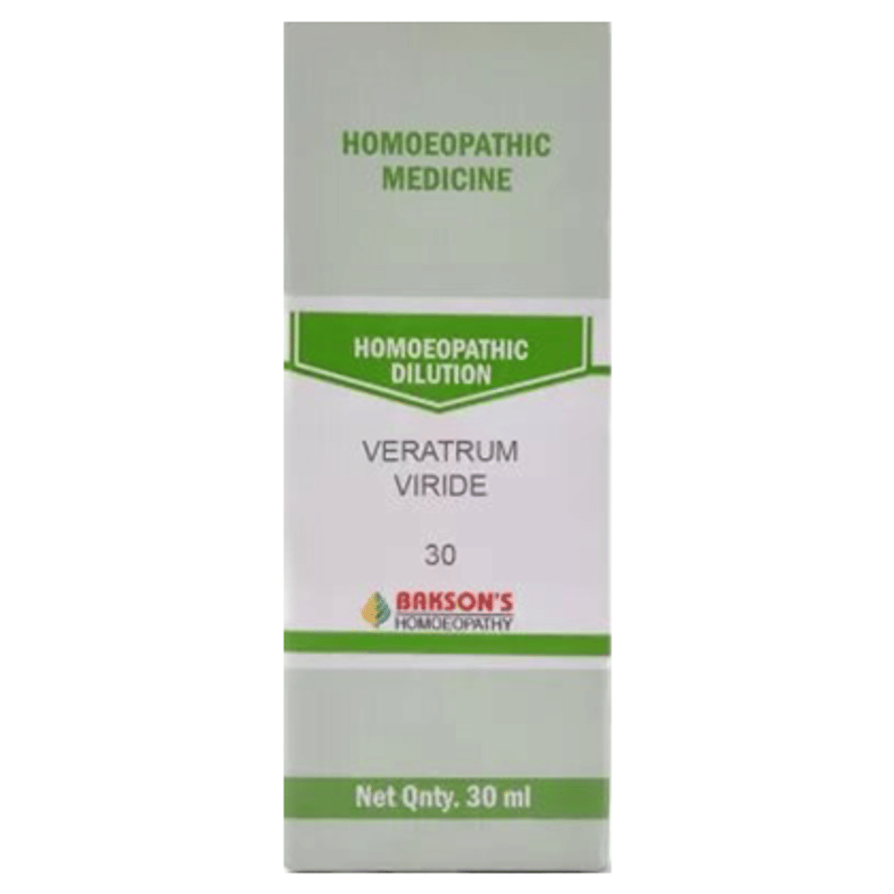 Bakson's Homeopathy Veratrum Viride  Dilution 30 bottle of 30 ml Dilution