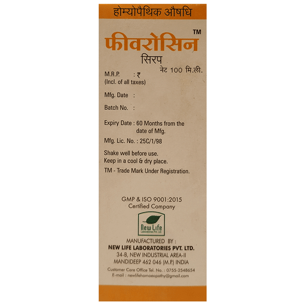 New Life Feverocin box of 100 ml Syrup