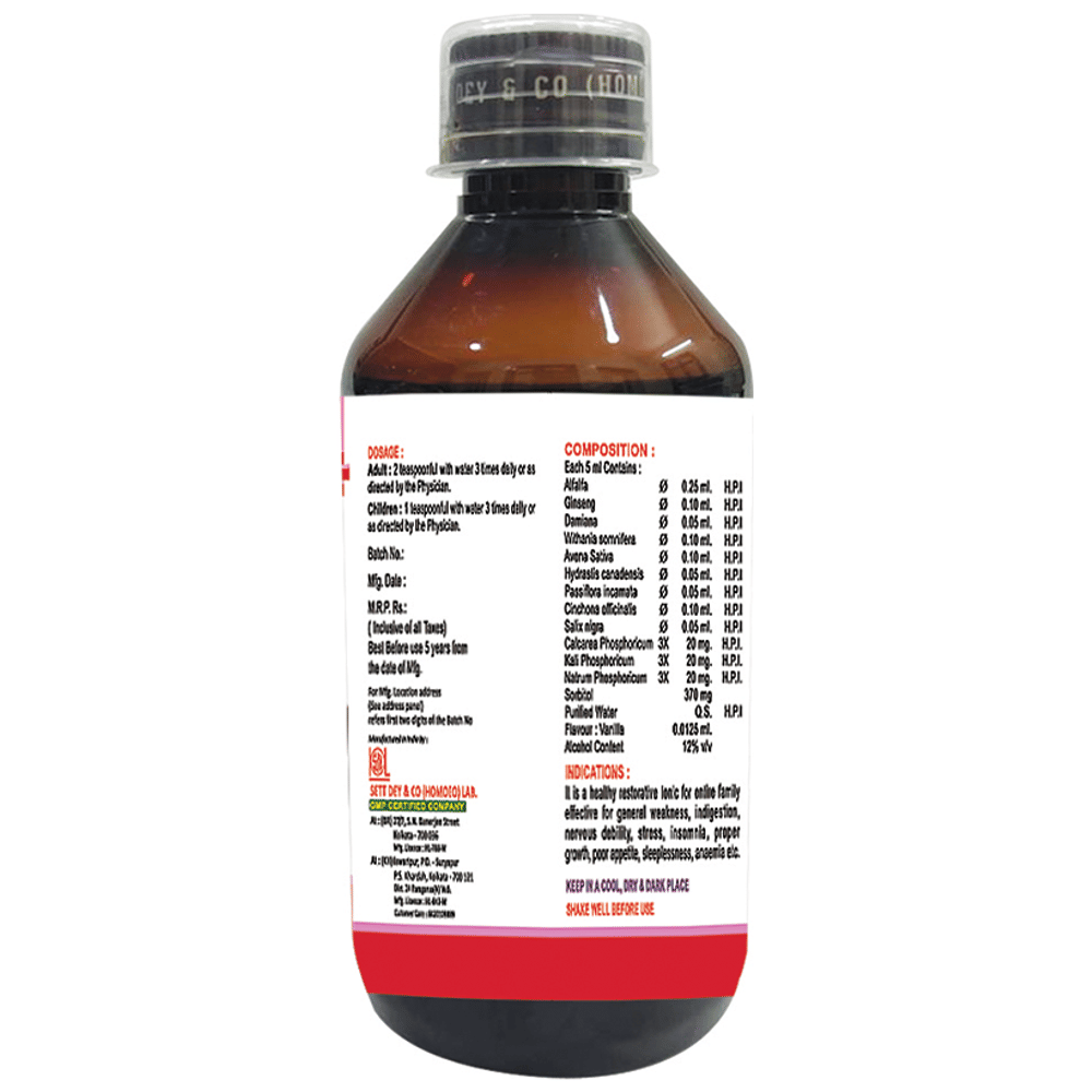 Sett Dey Alfaging Plus Sugar Free bottle of 200 ml Liquid