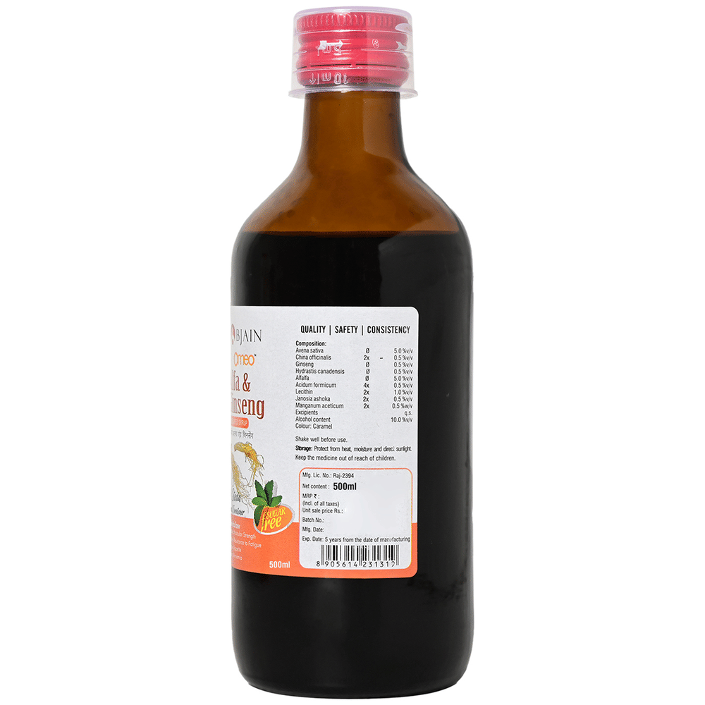 Bjain Omeo Alfa & Ginseng Sugar Free Syrup bottle of 500 ml Syrup
