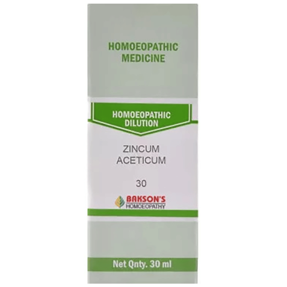 Bakson's Homeopathy Zincum Aceticum Dilution 30 bottle of 30 ml Dilution