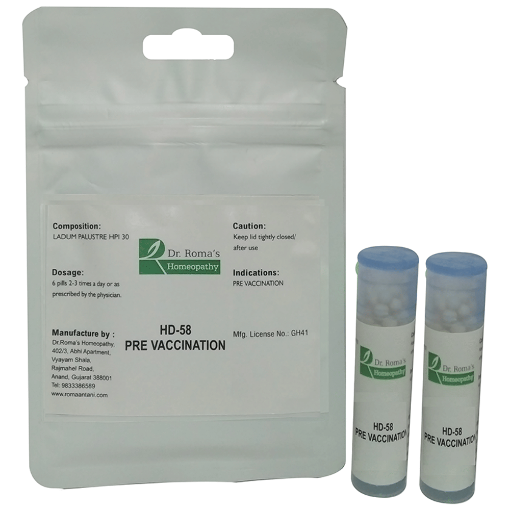 Dr. Romas Homeopathy HD-58 Pre Vaccination, 2 Bottles of 2 Dram packet of 2 bottles