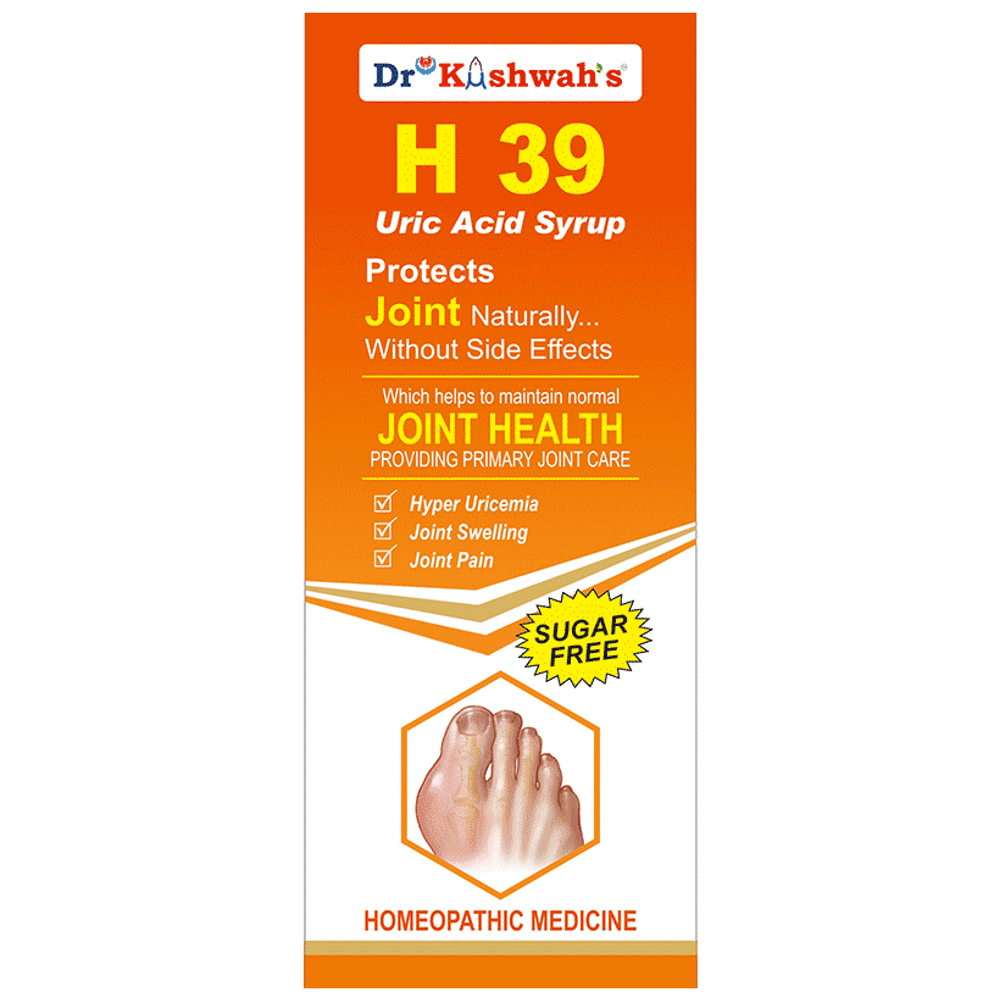 Dr Kushwah's H 39 Uric Acid Syrup Sugar Free bottle of 225 ml Syrup
