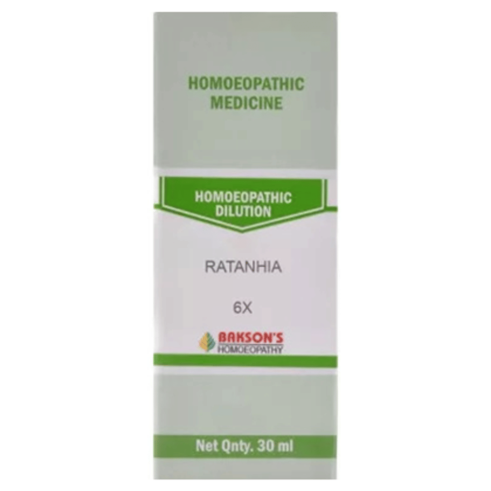 Bakson's Homeopathy Ratanhia Dilution 6X bottle of 30 ml Dilution