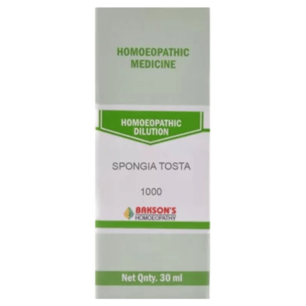 Bakson's Homeopathy Spongia Tosta Dilution 1000 CH bottle of 30 ml Dilution