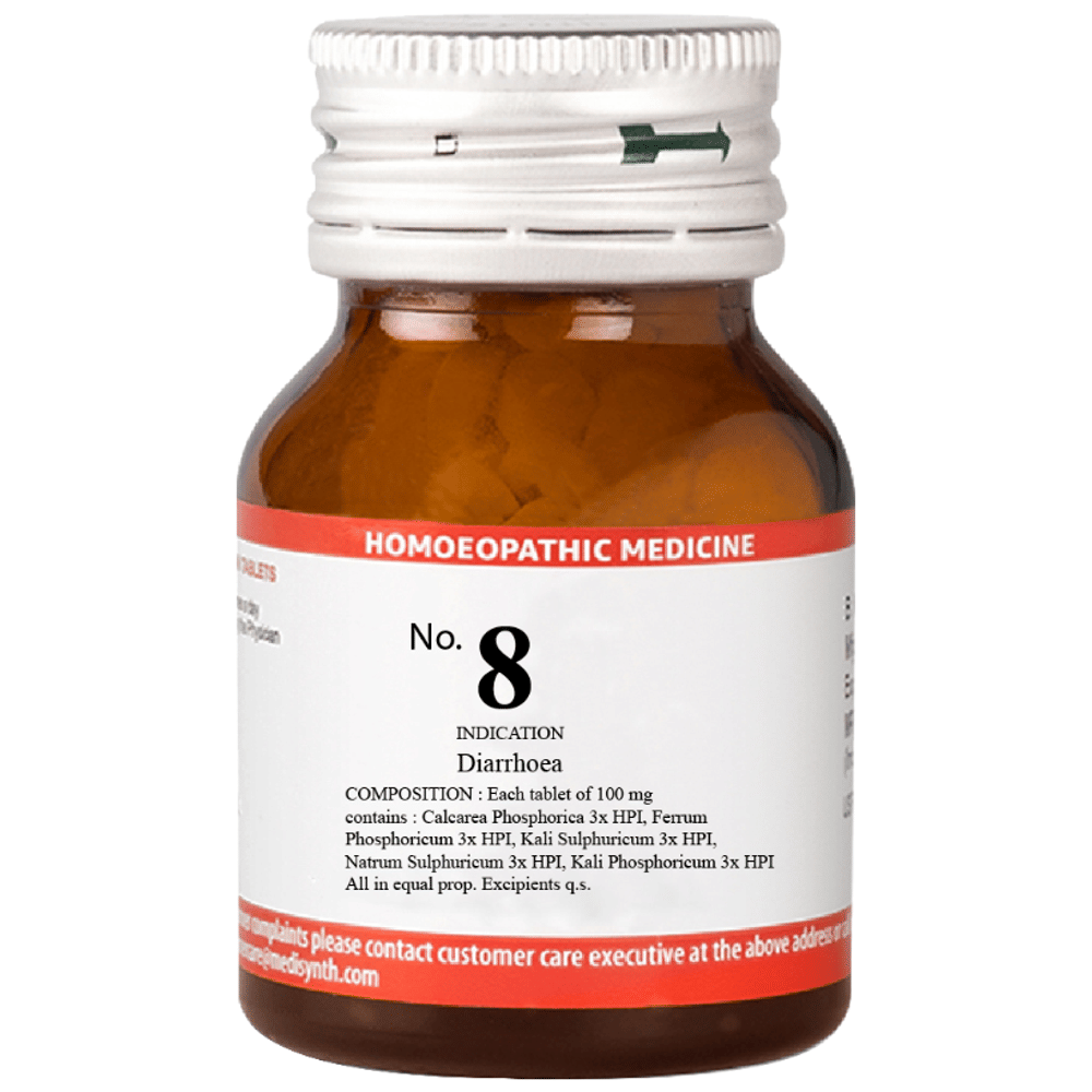 Medisynth Bio-chemic Combination No.8 Diarrhoea bottle of 25 gm Biocombination Tablet