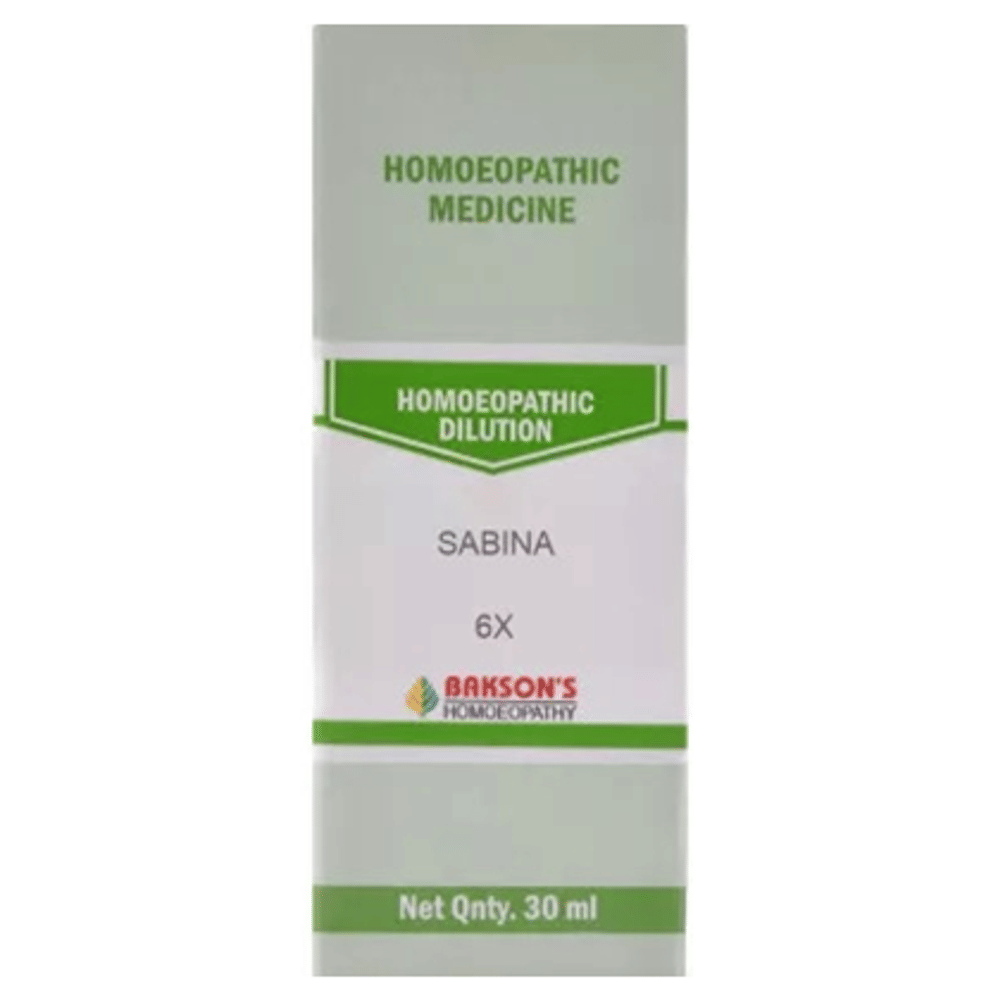 Bakson's Homeopathy Sabina Dilution 6X bottle of 30 ml Dilution