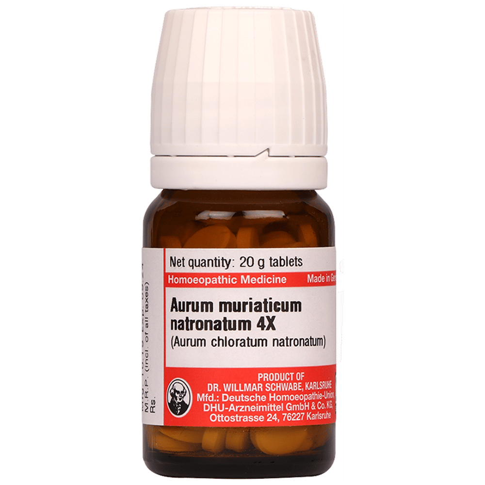 Dr Willmar Schwabe Germany Aurum Muriaticum Natronatum Trituration Tablet 4X bottle of 20 gm Trituration Tablet