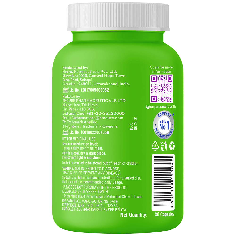 Arth Brain Fog Aid Capsule | Brahmi B-Lit Bacopa | Boosts Memory, Focus & Mental Clarity bottle of 30 capsules