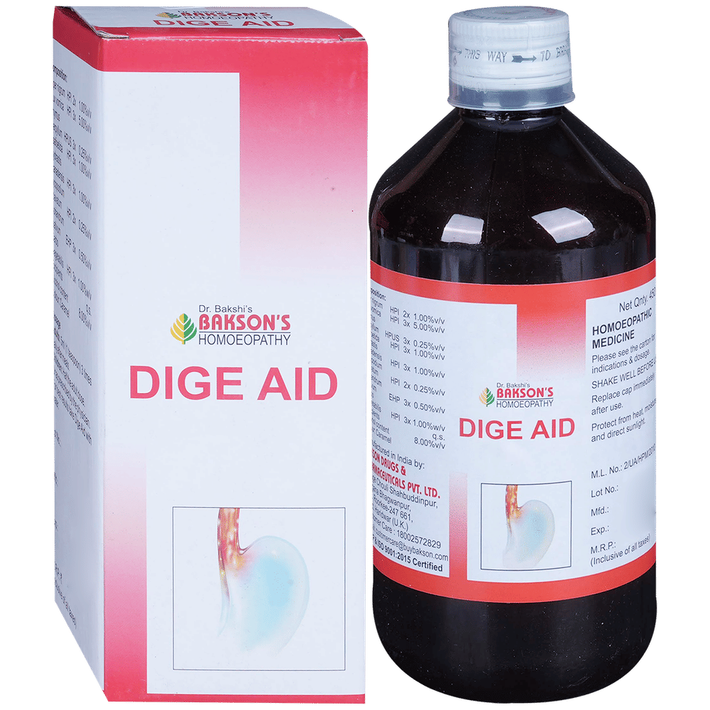 Bakson's Homeopathy Dige Aid Syrup bottle of 450 ml Syrup