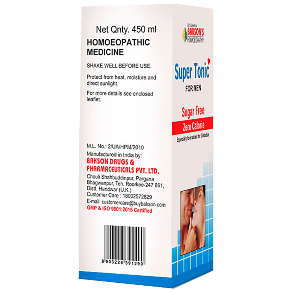 Bakson's Homeopathy Super Tonic for Men Sugar Free bottle of 450 ml Tonic Bakson's Homeopathy Super Tonic for Men Sugar Free bottle of 450 ml Tonic