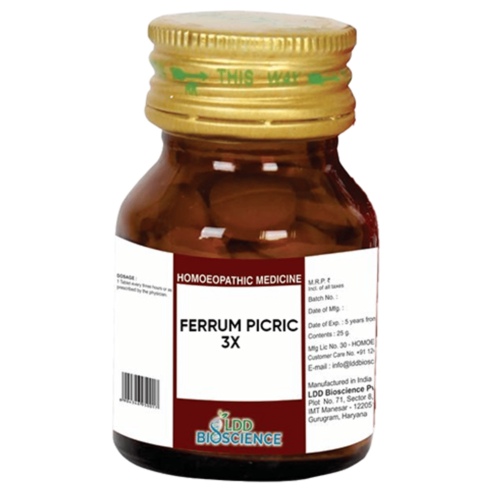 LDD Bioscience Ferrum Picric 3X bottle of 25 gm Tablet LDD Bioscience Ferrum Picric 3X bottle of 25 gm Tablet