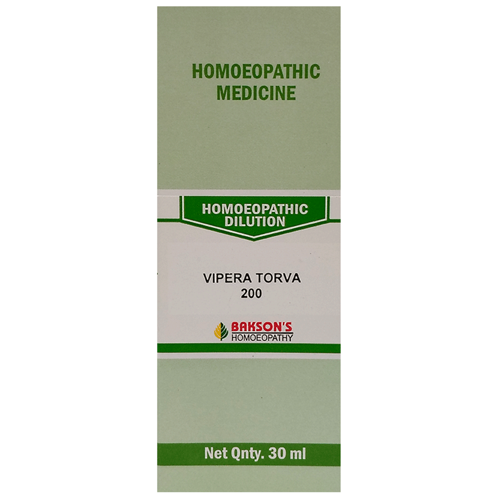 Bakson's Homeopathy Vipera Torva Dilution 200 bottle of 30 ml Dilution Bakson's Homeopathy Vipera Torva Dilution 200 bottle of 30 ml Dilution