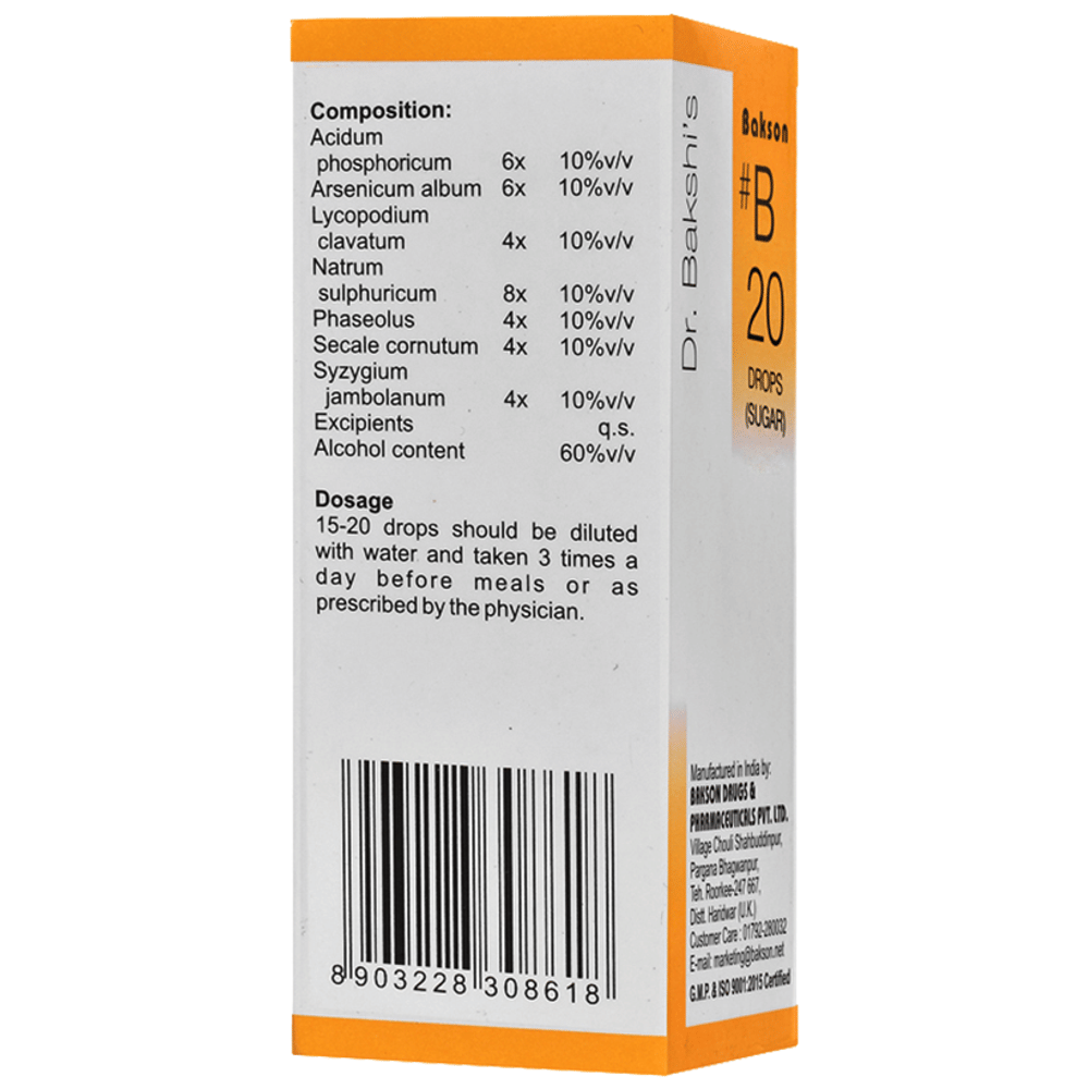 Bakson B20 Sugar Drop bottle of 30 ml Drop