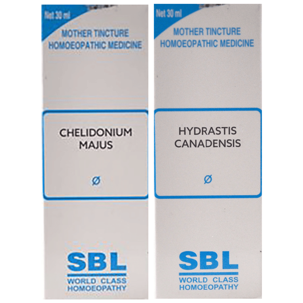 Combo Pack of SBL Chelidonium Majus Mother Tincture Q & SBL Hydrastis Canadensis Mother Tincture Q (30ml Each) combo pack of 2 bottles