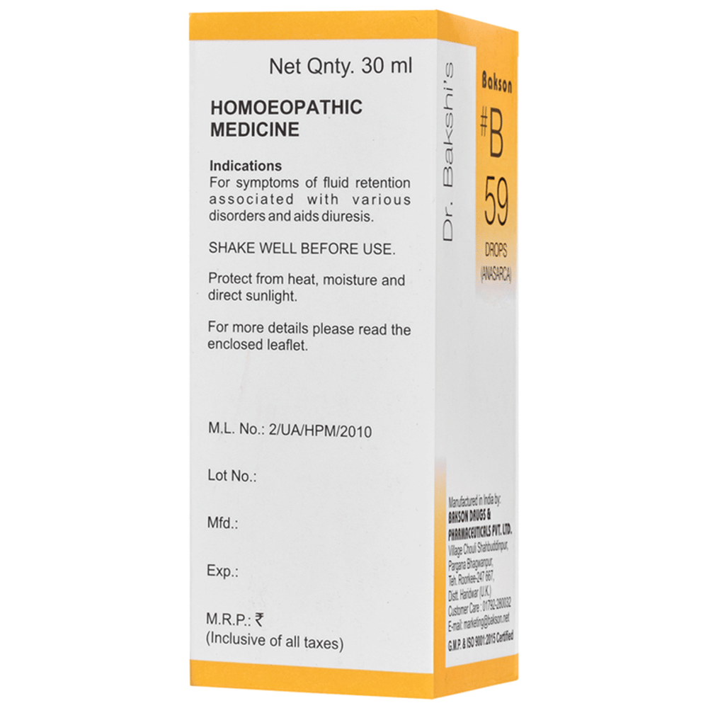 Bakson B59 Anasarca Drop bottle of 30 ml Drop