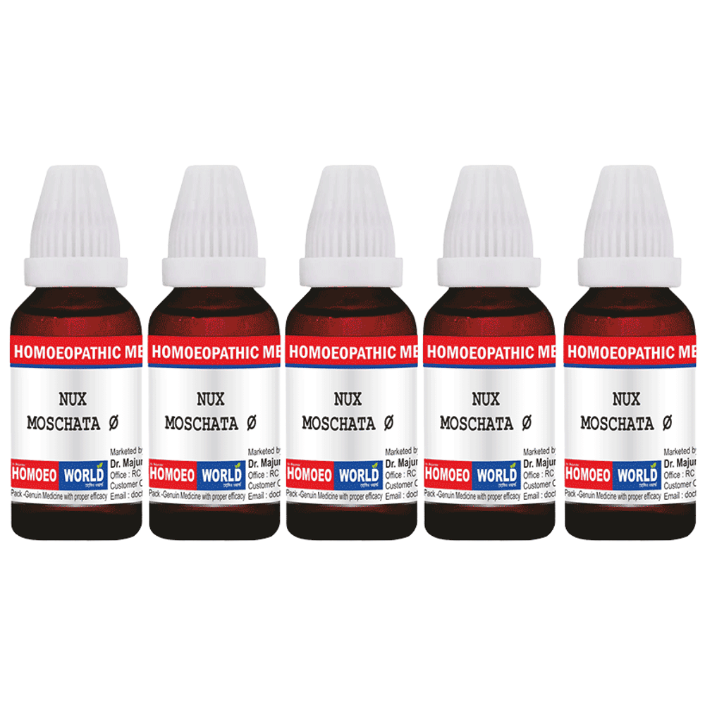 Dr. Majumder Homeo World Nux Moschata Mother Tincture (30ml Each) Q combo pack of 5 bottles