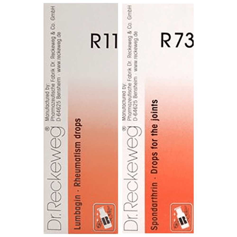 Combo Pack of Dr. Reckeweg R73 Joint Pain Drop & Dr. Reckeweg R11 Rheumatism Drop (22ml Each) combo pack of 2 bottles