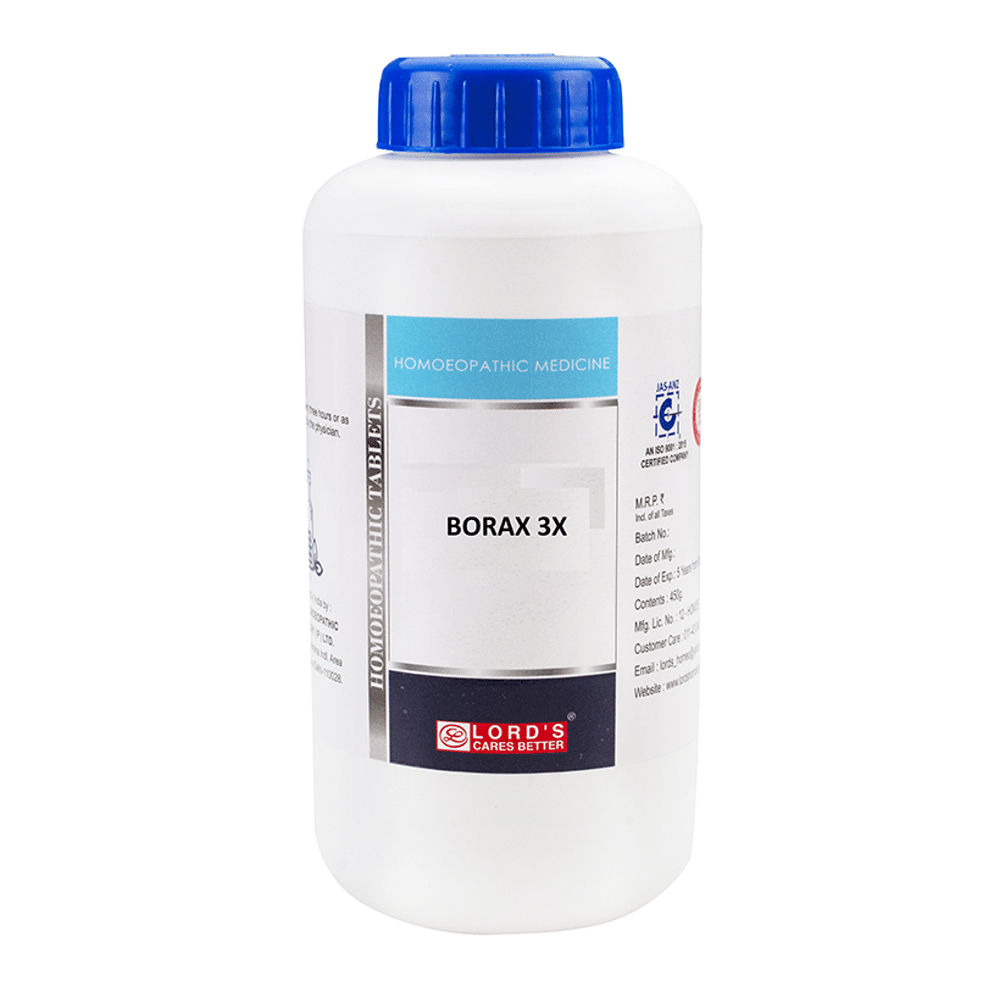 Lord's Borax Trituration Tablet 3X bottle of 450 gm Trituration Tablet