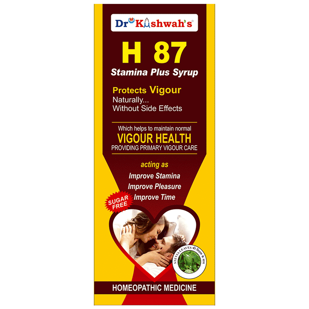 Dr Kushwah's H 87 Stamina Plus Syrup Sugar Free bottle of 225 ml Syrup