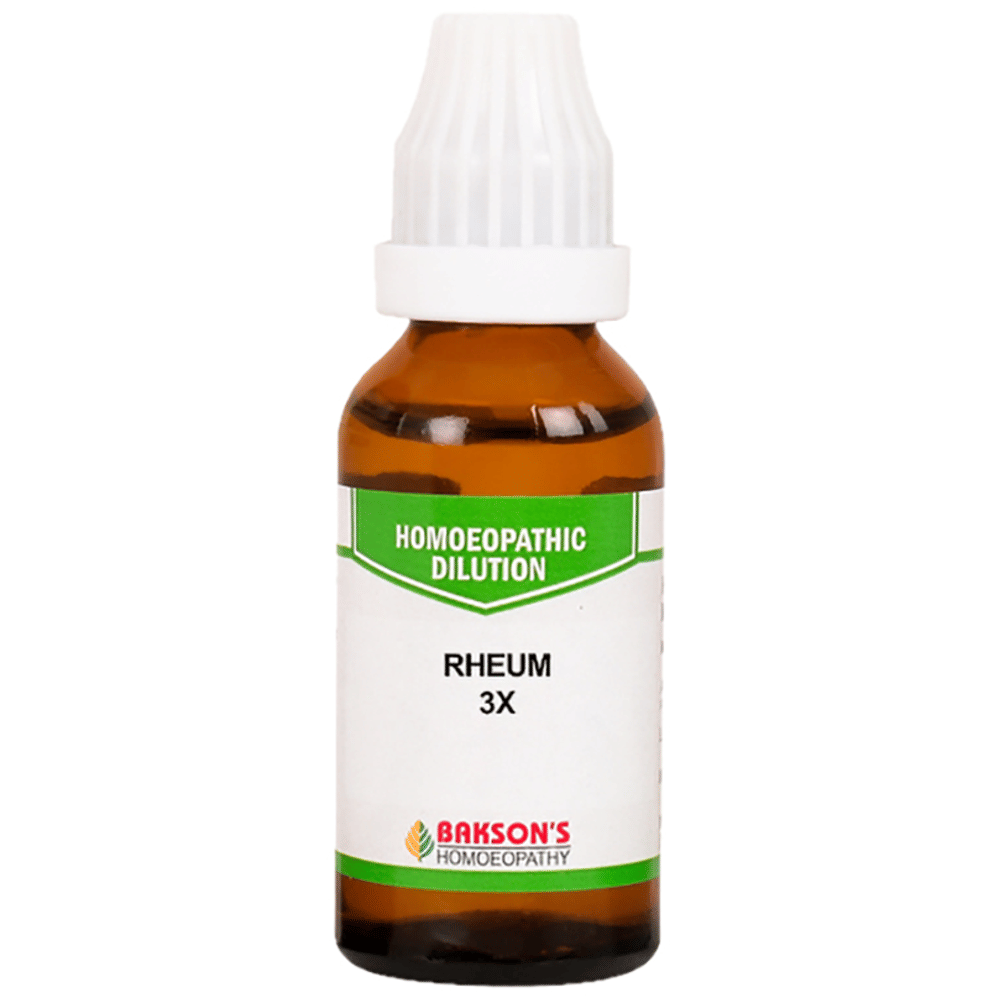 Bakson's Homeopathy Rheum Dilution 3X bottle of 30 ml Dilution Bakson's Homeopathy Rheum Dilution 3X bottle of 30 ml Dilution