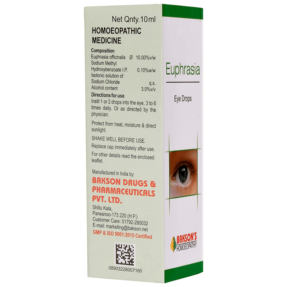 Bakson's Homeopathy Euphrasia Eye Drop bottle of 10 ml Eye Drop