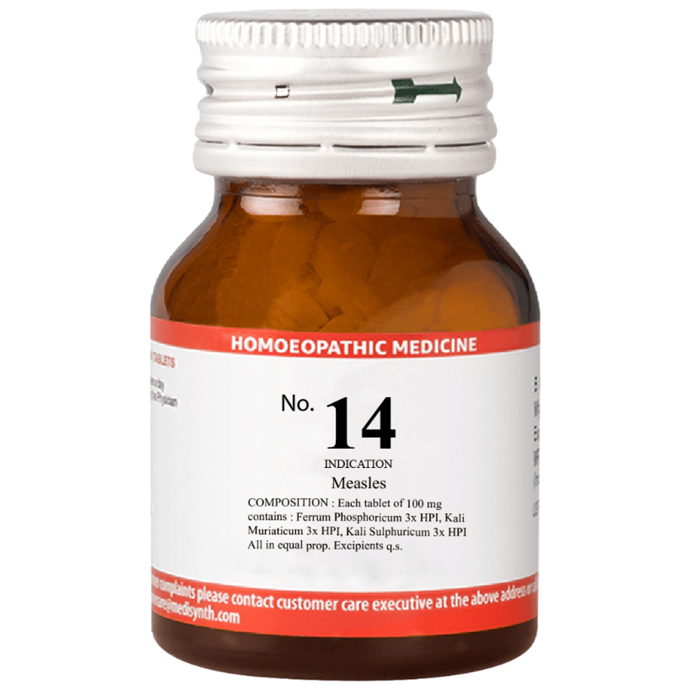 Medisynth Bio-chemic Combination No.14 Measles bottle of 25 gm Biocombination Tablet Medisynth Bio-chemic Combination No.14 Measles bottle of 25 gm Biocombination Tablet