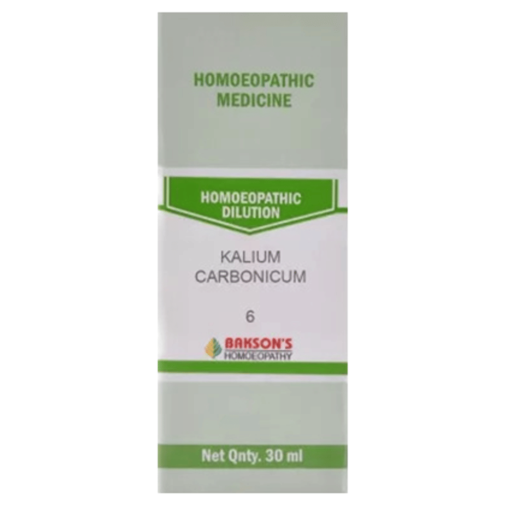 Bakson's Homeopathy Kalium Carbonicum Dilution 6 CH bottle of 30 ml Dilution