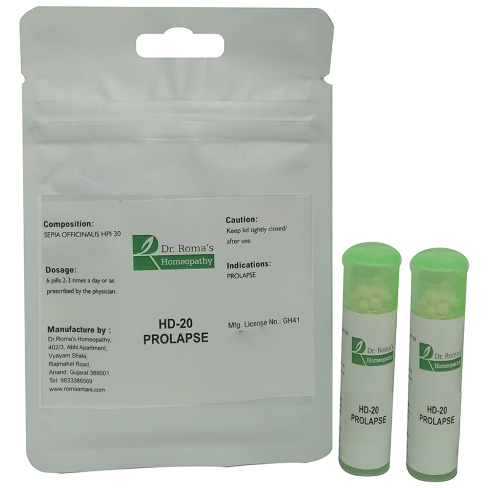Dr. Romas Homeopathy HD-20 Prolapse,  2 Bottles of 2 Dram packet of 2 bottles
