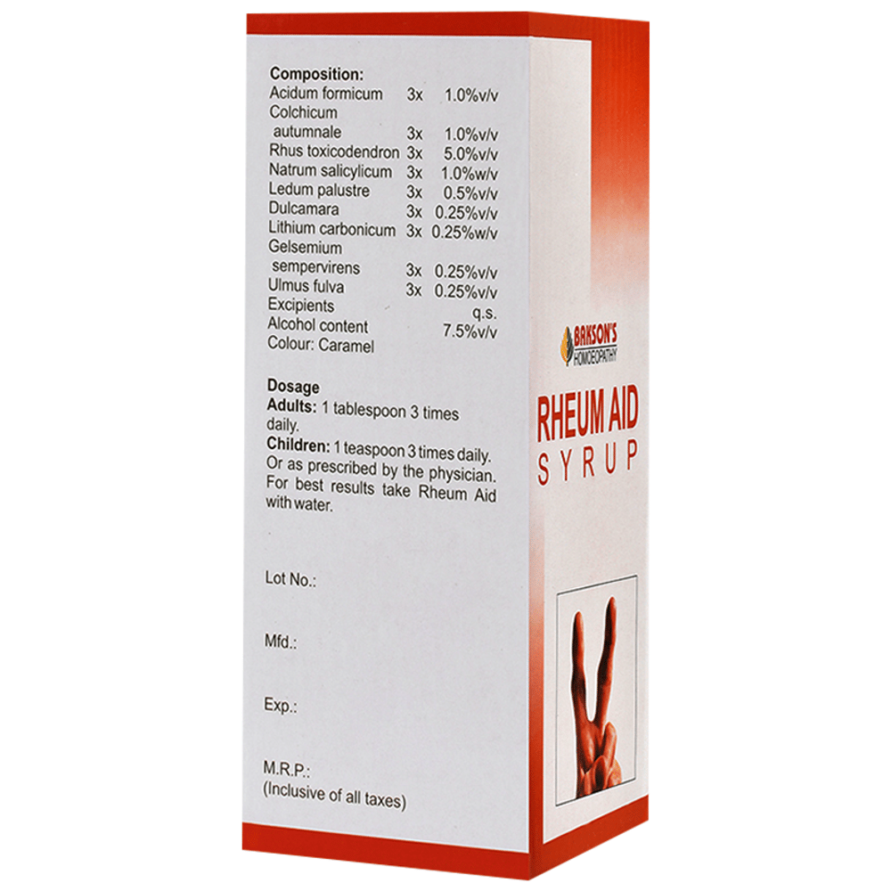 Bakson's Homeopathy Rheum Aid Syrup Homeopathic Medicine bottle of 450 ml Syrup Bakson's Homeopathy Rheum Aid Syrup Homeopathic Medicine bottle of 450 ml Syrup
