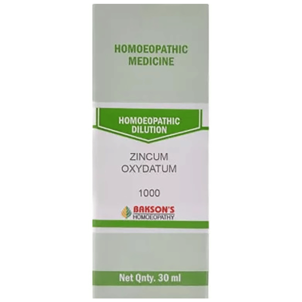 Bakson's Homeopathy Zincum Oxydatum Dilution 1000 CH bottle of 30 ml Dilution