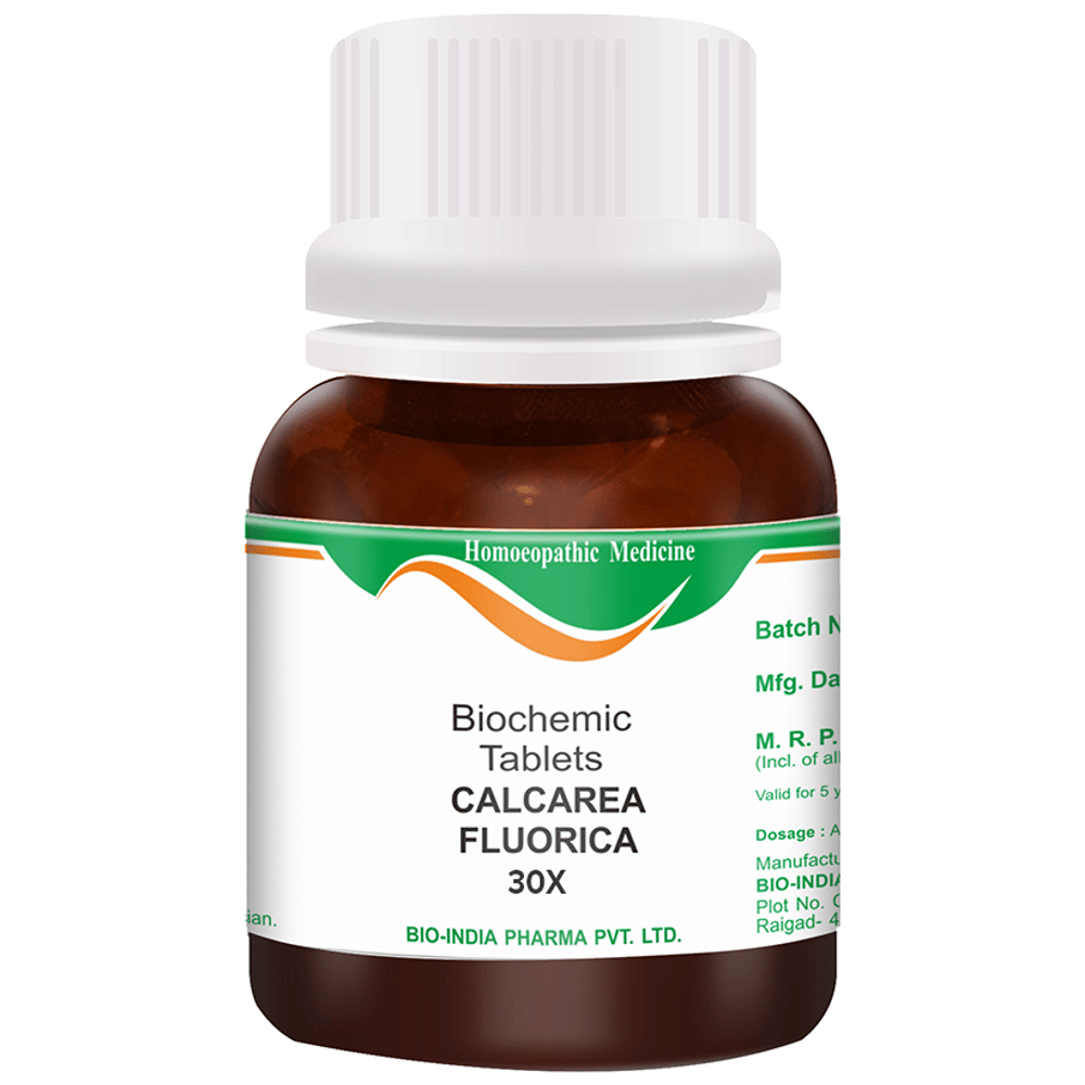 Bio India Calcarea Fluorica Biochemic Tablet 30X bottle of 25 gm Biochemic Tablet