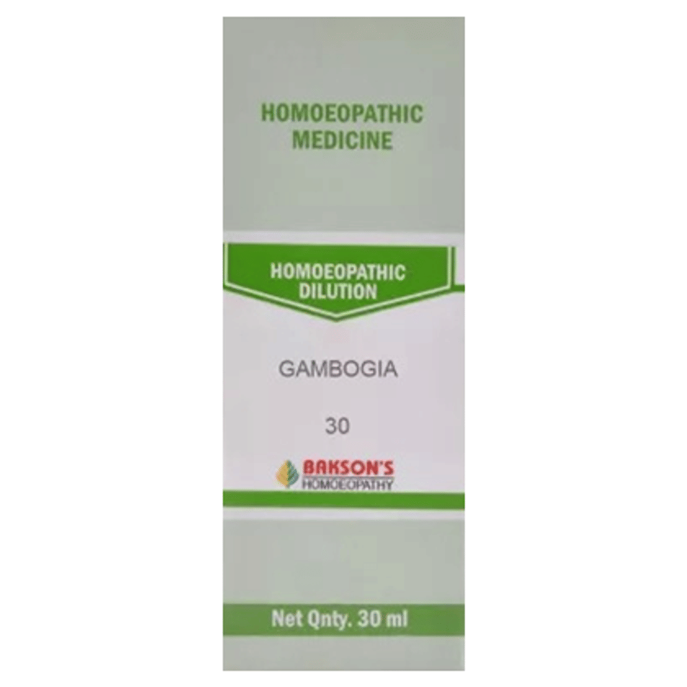 Bakson's Homeopathy Gambogia Dilution 30 bottle of 30 ml Dilution