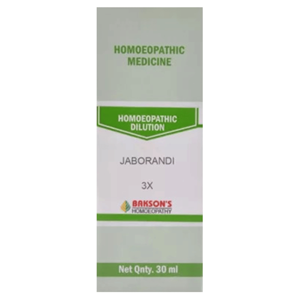 Bakson's Homeopathy Jaborandi Dilution 3X bottle of 30 ml Dilution