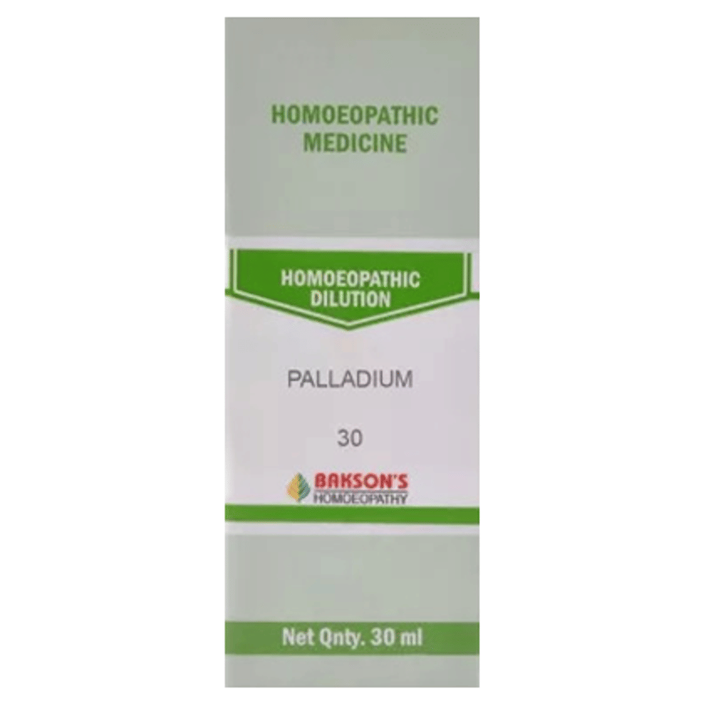 Bakson's Homeopathy Palladium Dilution 30 bottle of 30 ml Dilution