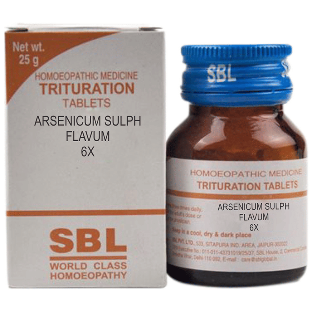 SBL Arsenicum Sulph Flavum Trituration Tablet 6X bottle of 25 gm Trituration Tablet SBL Arsenicum Sulph Flavum Trituration Tablet 6X bottle of 25 gm Trituration Tablet