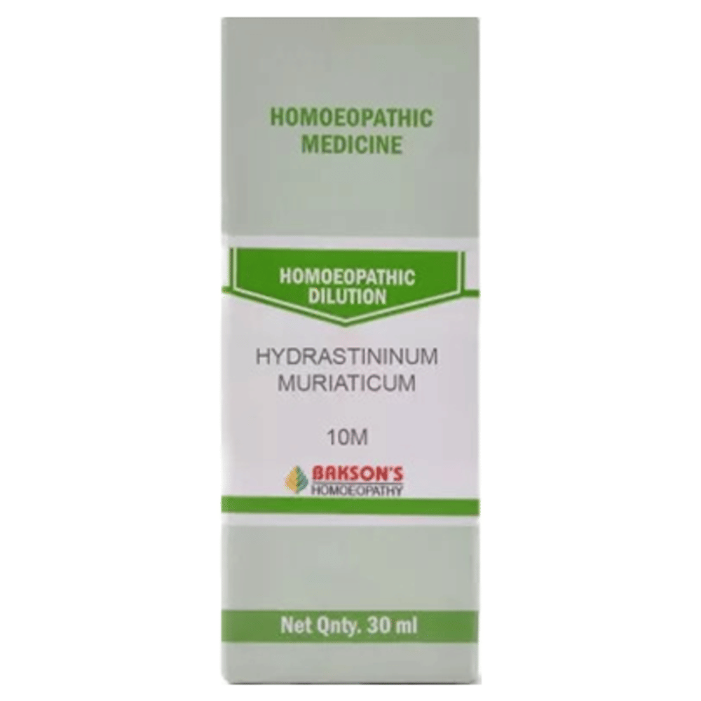 Bakson's Homeopathy Hydrastininum Muriaticum Dilution 10M bottle of 30 ml Dilution