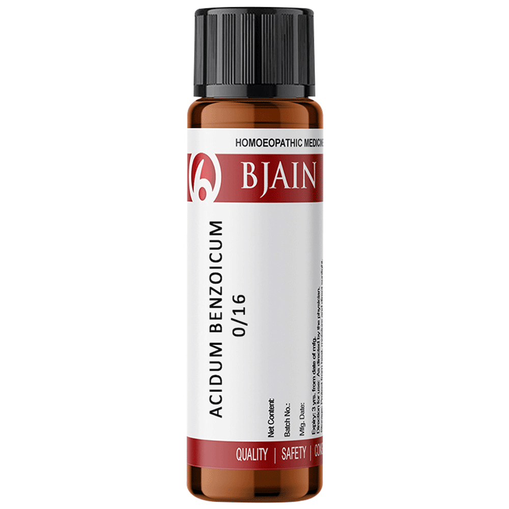 Bjain Acidum Benzoicum Globules 0/16 LM bottle of 6 gm Globules