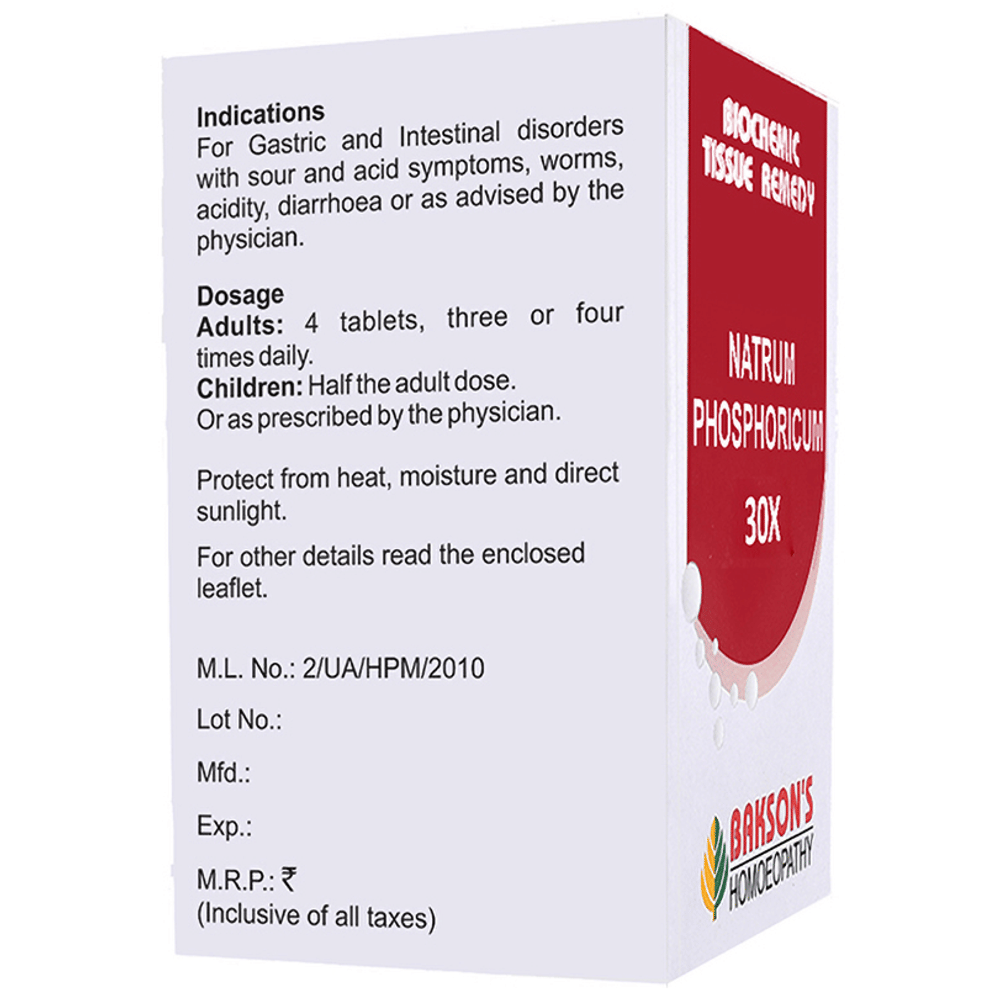 Bakson's Homeopathy Natrum Phosphoricum Biochemic Tablet 30X bottle of 250 biochemic tablets Bakson's Homeopathy Natrum Phosphoricum Biochemic Tablet 30X bottle of 250 biochemic tablets