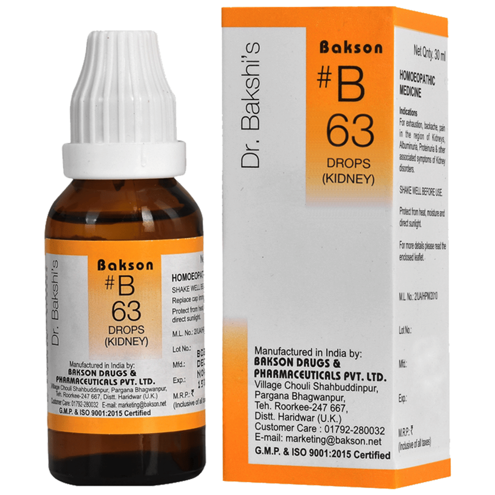 Bakson B63 Kidney Drop bottle of 30 ml Drop
