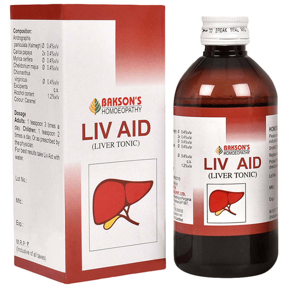 Bakson's Homeopathy Liv Aid Liver Tonic bottle of 200 ml Tonic