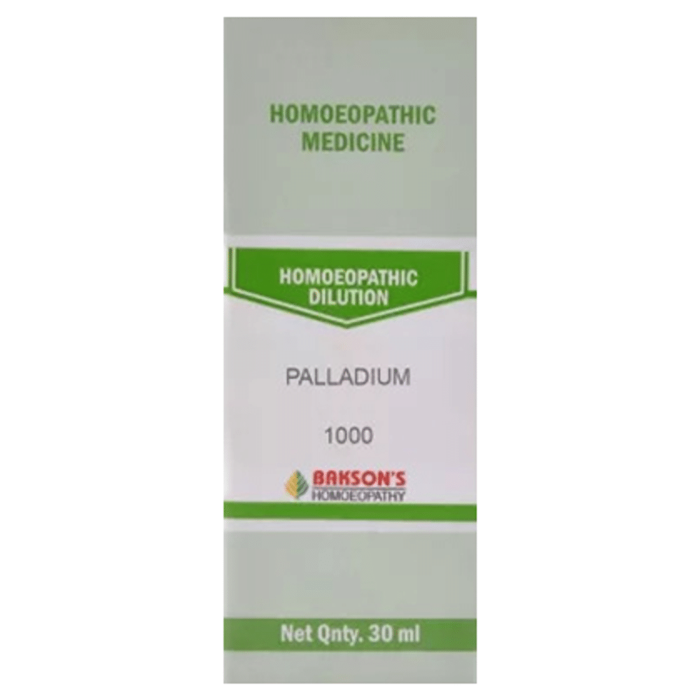 Bakson's Homeopathy Palladium Dilution 1000 CH bottle of 30 ml Dilution
