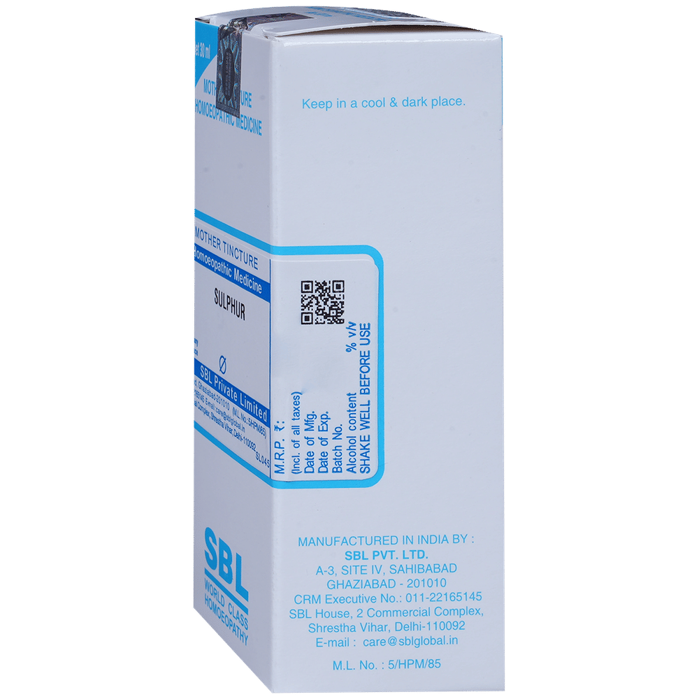 SBL Sulphur Mother Tincture Q bottle of 30 ml Mother Tincture SBL Sulphur Mother Tincture Q bottle of 30 ml Mother Tincture