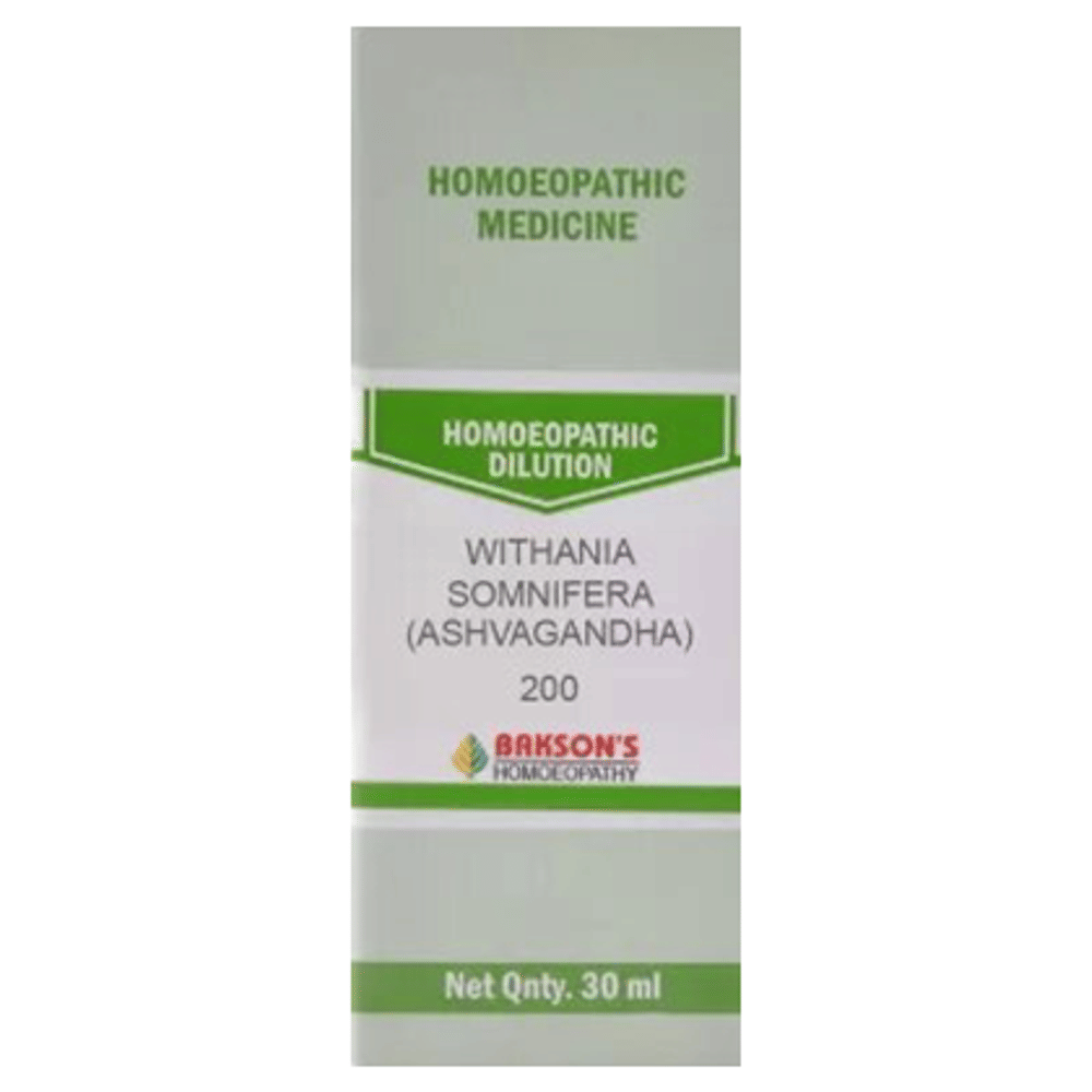 Bakson's Homeopathy Withania Somnifera (Ashvagandha)  Dilution 200 bottle of 30 ml Dilution