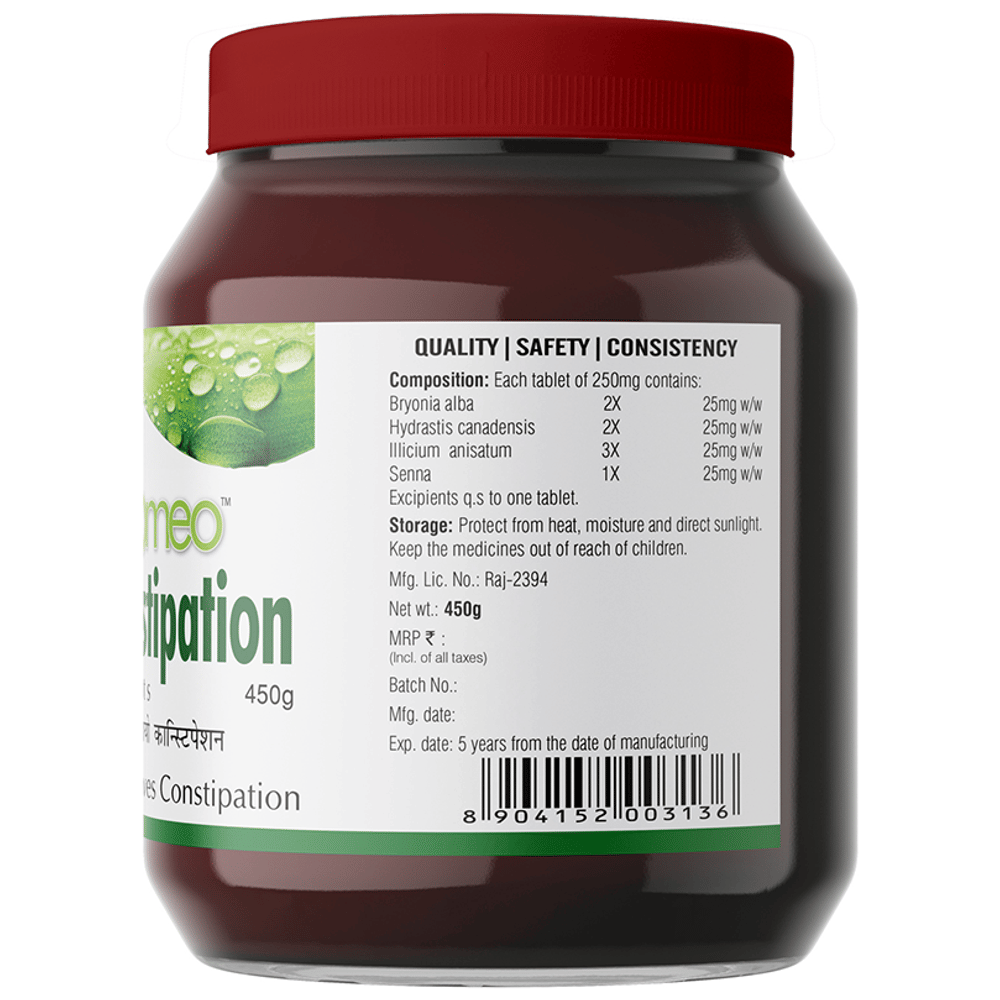 Bjain Omeo Constipation Tablet bottle of 450 gm Tablet
