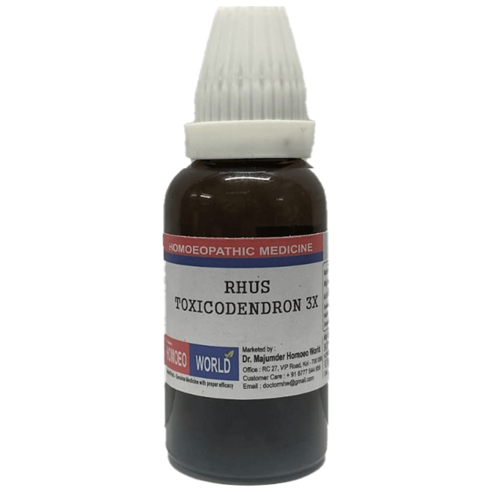 Dr. Majumder Homeo World Rhus Toxicodendron Dilution 3X (30ml Each) combo pack of 3 bottles Dr. Majumder Homeo World Rhus Toxicodendron Dilution 3X (30ml Each) combo pack of 3 bottles