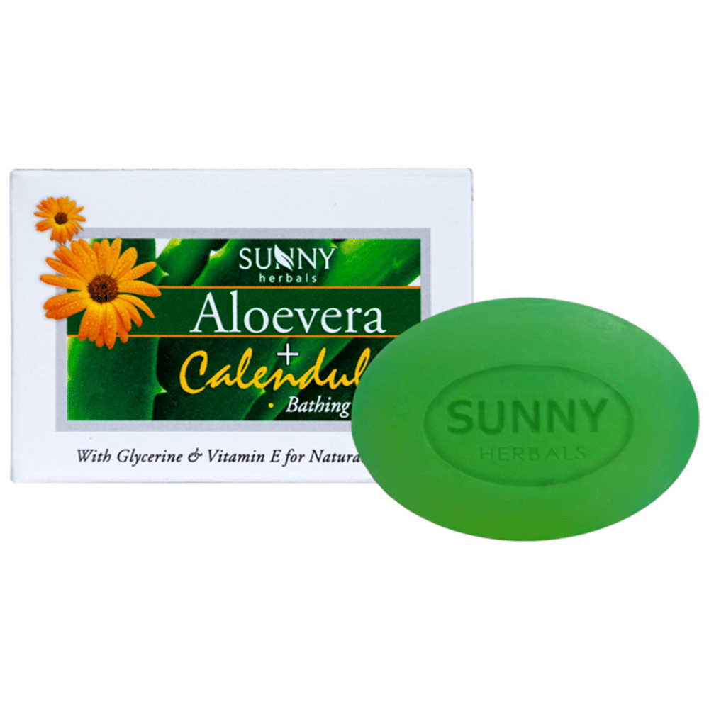 Sunny Herbals Aloevera+Calendula Bathing Bar packet of 75 gm Soap